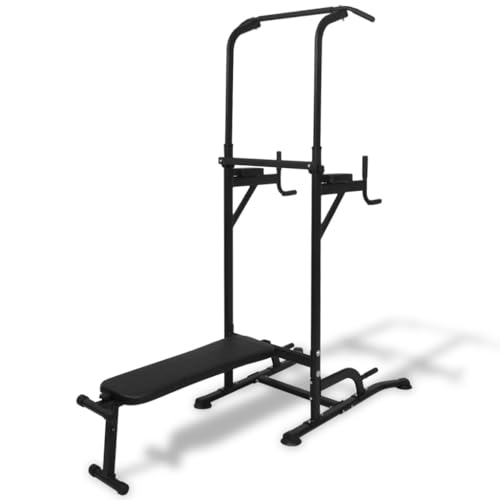 vidaXL Power Tower Sit Up Bank Fitnessgerät Kraftstation Heimtrainer Klimmzug