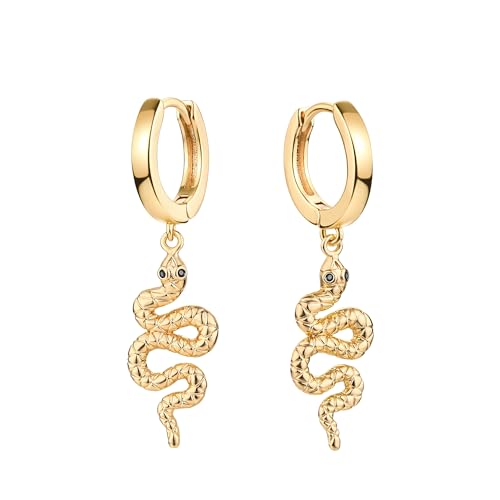 Jenosy Ohrringe Gold Damen Schlangen Ohrringe HÃ¤ngend Zarte Schlangen Ohrringe Gold Modische Creolen mit Schlangen AnhÃ¤nger Hypoallergene Ohrringe Vergoldet Modeschmuck fÃ¼r Frauen und MÃ¤dchen