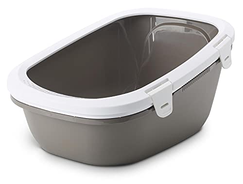 Simba Katzenklo Schalentoilette mit extra hohem Rand Siebeinsatz warmgrey-Weiss für Katzen