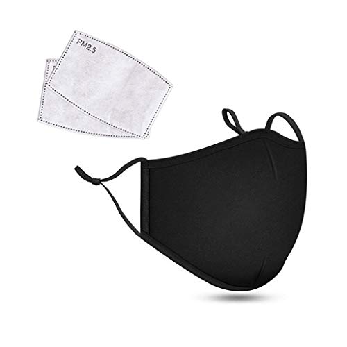 AmyGline 2 Stück Baumwolle-Mundschutz-Gesichtsschutz mit 4 Aktivkohlefilter Waschbar Wiederverwendbar Atmungsaktiv für Ourdoor Radfahren Laufen