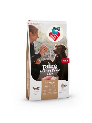 MERA Pure Sensitive Truthahn Reis Vorteilspack 14kg Hundefutter trocken für Sensible Trockenfutter aus Truthahn und Reis Futter für ausgewachsene ohne Weizen und Zucker
