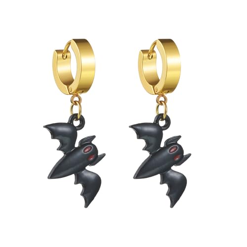 Fledermaus Creolen für Damen Halloween Huggie Creolen Vampir Gothic Punk Ohrringe Edelstahl Ohrringe für Mode Schmuck