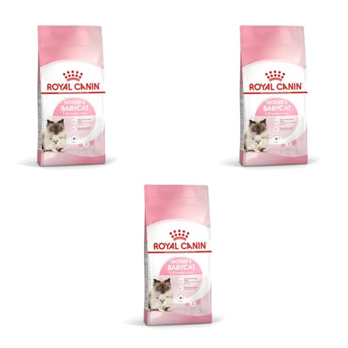 Royal Canin Mother Babycat Trockenfutter 3er Pack 3 x 400 g Für tragende und säugende Katzen Alleinfuttermittel speziell für die Mutterkatze und ihre Welpen