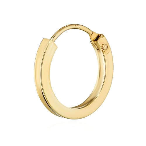 NKlaus Einzel 585er 14 Karat Gold gelbgold Creole Ohrring Ohrschmuck Quadratisch 12mm Stärke 1 5mm 2573