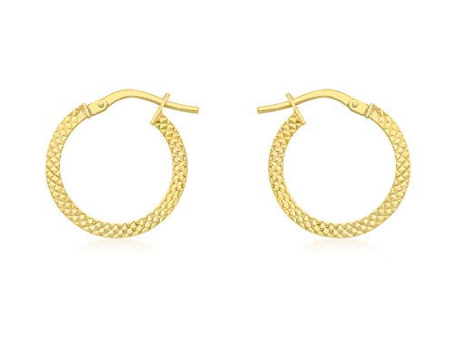 Carissima 9 ct Yellow 15 mm Cobra Textured Creole Earrings