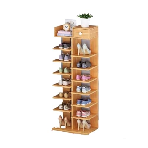 GRFIT Schuhschrank Mehrstöckiges Schuhregal einfacher Haushalt Mini-Schuhschrank Schlafsaal Tür Regale mit großer Kapazität platzsparend Schuhregale Color Bruin
