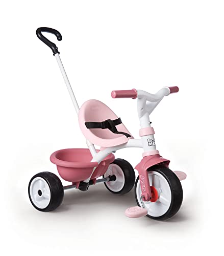 Smoby   Be Move rosa   Kinderdreirad mit Schubstange Sitz mit Sicherheitsgurt Metallrahmen Pedal Freilauf für Kinder ab 15 Monaten