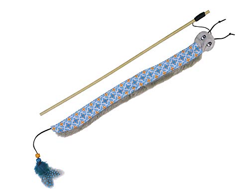 Nobby Angel mit Plüschwurm blau Stab 40 cm Band mit Spielzeug 125 cm 1 Stück