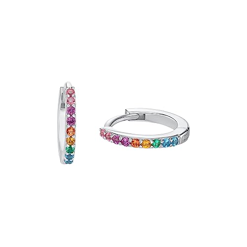 s.Oliver Creolen 925 Sterling Silber Mädchen Kinder Ohrschmuck mit Zirkonia synth. 1 1 cm Multicolor Kommt in Schmuck Geschenk Box 2034170