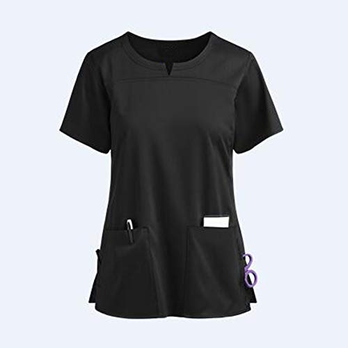 Frauenpflege Arbeiter Bluse Tops Kurzarm V-Ausschnitt T-Shirt mit Tasche Gesundheitspflege Uniform Schutzkleidung Halten Sie sich sicher