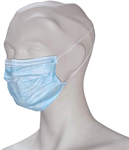 WORK INN 3 Blau II mit CEück Elastikbändern Komfortlänge Nasenflügel Ohrenschlaufe% Polypropylen Ideal für Labor Reinigungsarbeiten uvm.