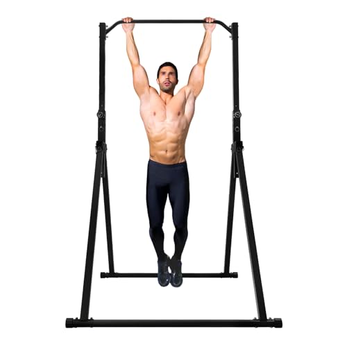 Kraftstation mit Klimmzugstange Klappbare Freistehend Fitness Trainingsgerät mit Einstellbare Höhe 1.75-2.3m Pull up Bar für Dips und Klimmzüge Tragfähigkeit bis 200 kg