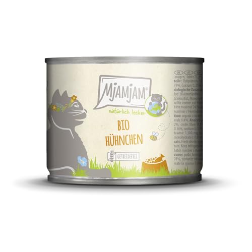 MjAMjAM Premium Nassfutter für Katzen - natürlich lecker Bio Hühnchen 1er Pack 1 x 200g getreidefrei mit extra viel Fleisch