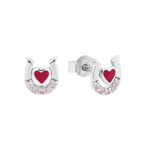 Amor Ohrstecker 925 Sterling Silber Mädchen Kinder Ohrschmuck mit Zirkonia synth. 0 7 cm Silber Hufeisen Kommt in Schmuck Geschenk Box 2026617