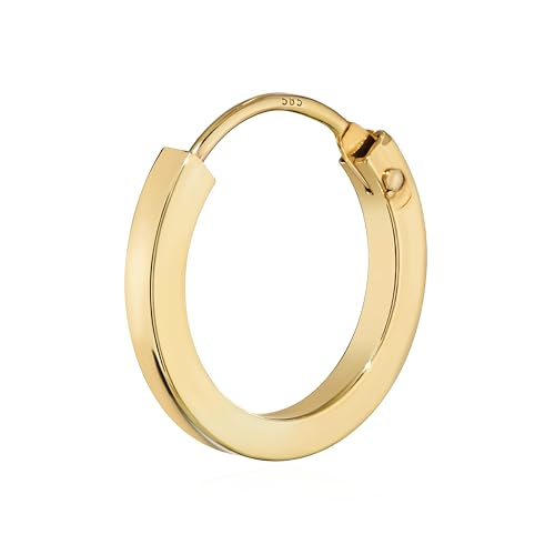 NKlaus EINZEL 585 gelb Gold CREOLE Ohrring Ohrschmuck flach Goldohrring 14mm 1844