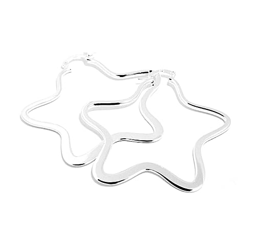 2LIVEfor GroÃŸe Creolen Stern Silber Sehr groÃŸ Ohrringe Sterne hÃ¤ngend Creolen Breit Versilbert mit Clip BÃ¼gel Star OhrhÃ¤nger