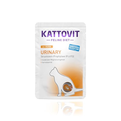 KATTOVIT - Urinary Nassfutter für Katzen Katzen-Nassfutter als Alleinfuttermittel im Frischebeutel. Diätfutter für ausgewachsene Katzen mit Harnwegserkrankungen 24 x 85 g Huhn