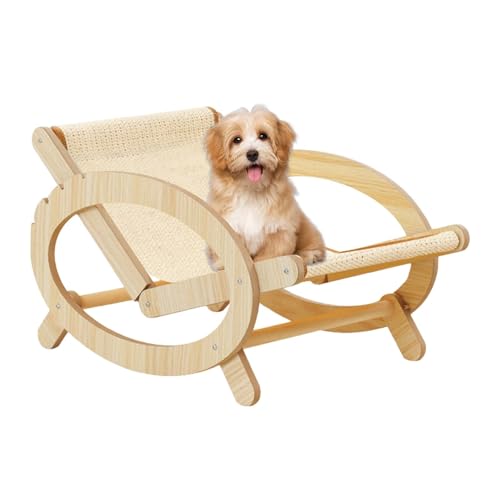 Verstellbares Katzenbett Verstellbarer Katzenschaukelstuhl Hocker Mit Canvas-Bezug Holz Katzen-Freizeit-Sofa Für Indoor Katzenkratzbett Kratzfest