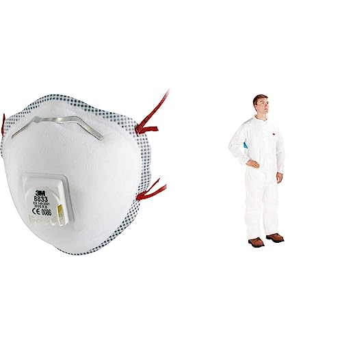  Atemschutzmaske 8833 Feinstaub für reduzierte Wärmebildungück 4520XXL Schutzanzug Typ 5 6öße XXL Weißün