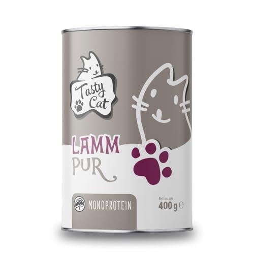 Tasty Cat Nassfutter für Katzen Mono Lamm pur 6 x 400g. getreidefrei zuckerfrei Monoprotein
