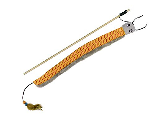 Nobby Angel mit Plüschschwurm orange Stab 40 cm Band mit Spielzeug 125 cm 1 Stück