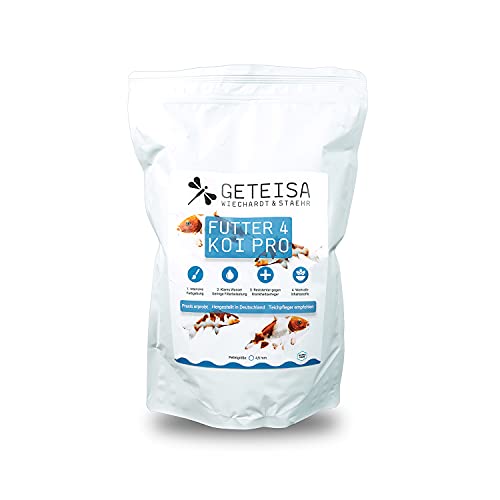 GETEISA Premium Koi Futter 1 kg - Hochwertige 4 5 mm Pellets für Intensive Farbgebung Isländisches Fischmehl Spirulina Astaxanthin Förderung der Gesundheit und Aktivität der Koi