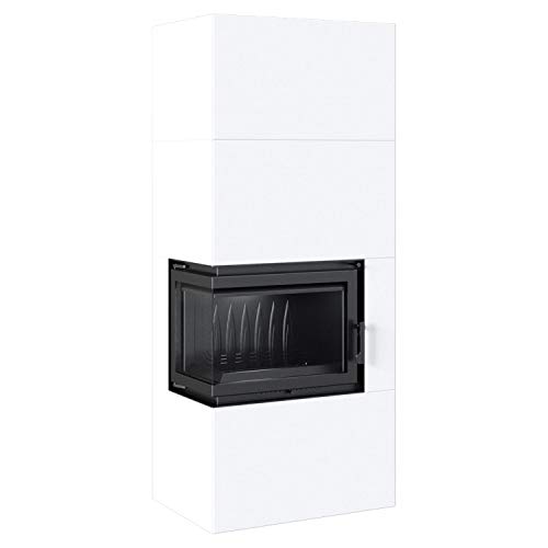 Kratki Home Simple Box Kamin-Ofen Stahl-Verkleidung weiß 2-Seitig Türanschlag links Fertig-Bausatz 8kw Bauart 2 200mm Agbasstutzen-Durchmesser BImSchV 2