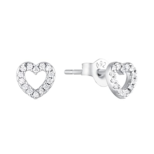 Amor Ohrstecker 925 Sterling Silber Mädchen Kinder Ohrschmuck mit Zirkonia synth. 0 4 cm Silber Herz Kommt in Schmuck Geschenk Box 2028107