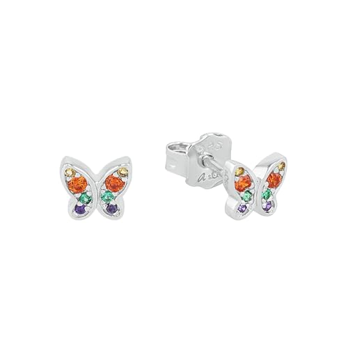 s.Oliver Ohrstecker 925 Sterling Silber Mädchen Kinder Ohrschmuck mit Zirkonia synth. 0 5 cm Silber Schmetterling Kommt in Schmuck Geschenk Box 2037781