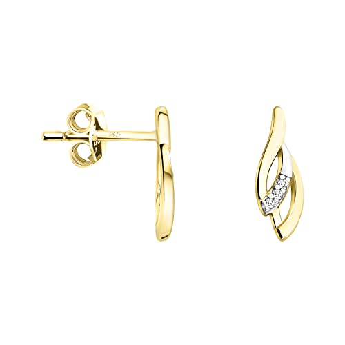 SOFIA MILANI - Damen Ohrringe 925 Silber - teils vergoldet golden mit Zirkonia Steinen - Bicolor Flügel Ohrstecker - E1697