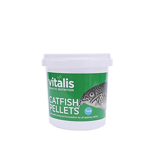 Vitalis Catfish PELLETS Granulat Fischfutter für Aquarium Teich Alleinfutter Pellets Futter Fischfutter für Welse allesfressende Fische Pleco Welsfischfutter Gesund gut verdaulich 70g-