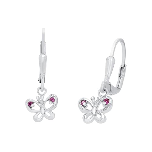 Amor Ohrhänger 925 Sterling Silber Mädchen Kinder Ohrschmuck mit Zirkonia synth. 2 3 cm Silber Schmetterling Kommt in Schmuck Geschenk Box 9256983