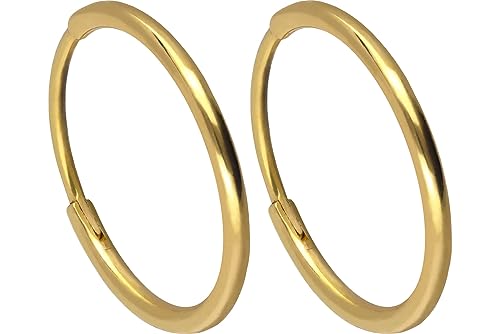 FILANGO 1 Paar Ohrclicker Creolen TITAN Ohrring Ohrschmuck 12 mm Innendurchmesser 1 6 mm Designstärke Goldfarben