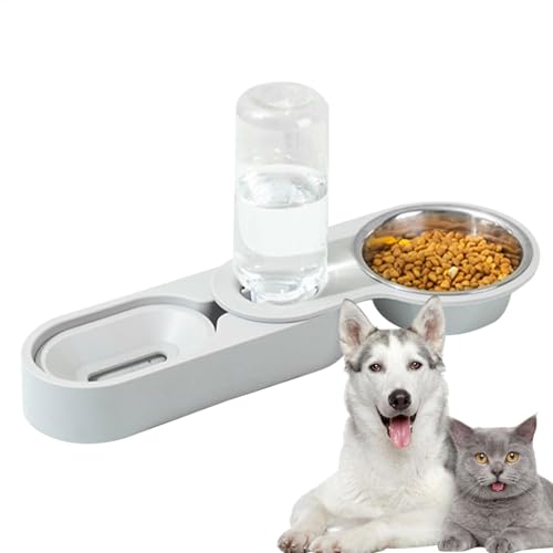 2-in-1 rotierender Futternapf Katzenfutter- und Wasserspender Katzenfutter- und Wasserspender-Set Haustierbedarf aus Edelstahl Futterautomaten