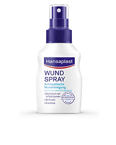 Hansaplast Wundspray 50 ml zur antiseptischen Wundreinigung durch mechanische Spülung Spray schützt vor Wundinfektionen farblos und besonders hautfreundlich