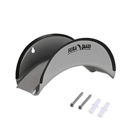 FLORA GUARD Schlauchhalter Gartenschlauchhalter Metall Wandschlauchhalter korrosionsbeständige Schlauchhalterung rostfreies Schlauchgestell Schrauben Dehnschraube grau