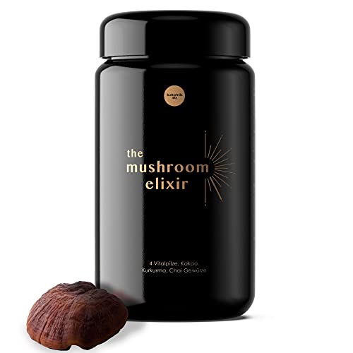 THE MUSHROOM ELIXIR   Bio Komplex Mushroom Coffee   Hericium Erinaceus Lions Mane Kakao Kurkuma Superfoods   40 Portionen