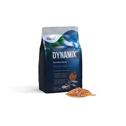 OASE Dynamix Sticks Mix Plus Snack 8 L Fischfutter Teichfischfutter unterstützt die Schuppenbildung ideal bei gemischter Haltung von natur- und rotfarbigen Fischen gleichmäßiges Wachstum