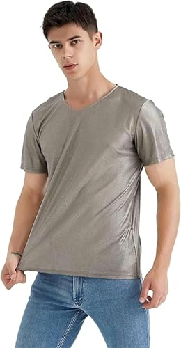 ININOSNP Schutzkleidung aus Silberfaser und elektromagnetischem Feld-Strahlenschutz-T-Shirt. Silberfaser for Herren kann zu jeder Jahreszeit getragen Werden V Neck XX-Large