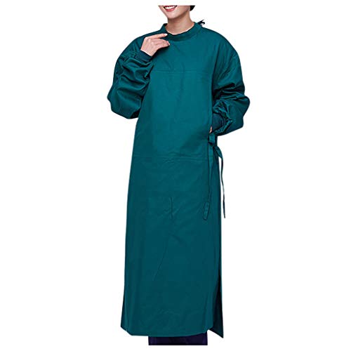 QIMANZI Unisex OP-Kittel Mantel für OP-Bereich Isolationskleid mit elastischer Stehkragen Schutzisolationskleider Stillkleid Staubfreie Arbeitskleidung Schutzkleidung A Grün 3XL
