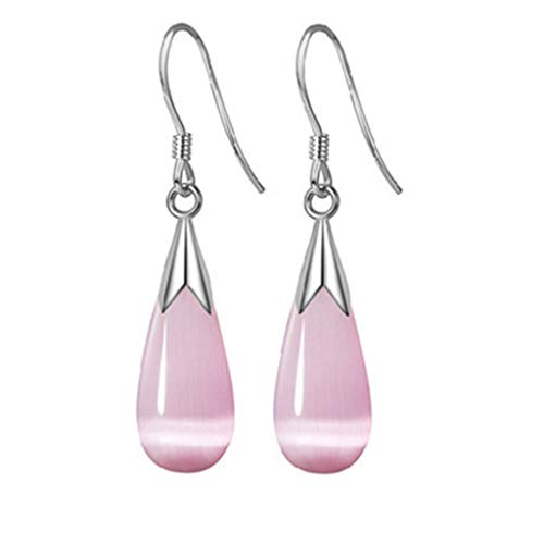 Große Schwarze Creolen Schmuck Ohrringe 925 Opal Silber Ohrringe Tropfen Damen Ohrhänger Rose Ohrringe Damen Pink One Size