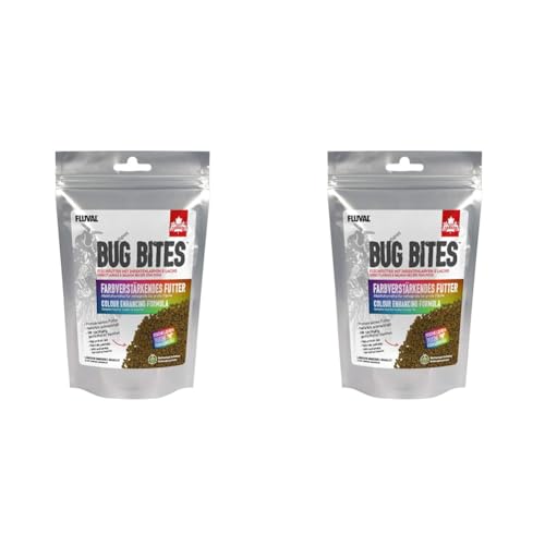 Fluval Bug Bites Fischfutter mit Insektenlarven farbverstärkendes Futter langsam sinkendes Granulat 1 4-2mm 125g Packung mit 2