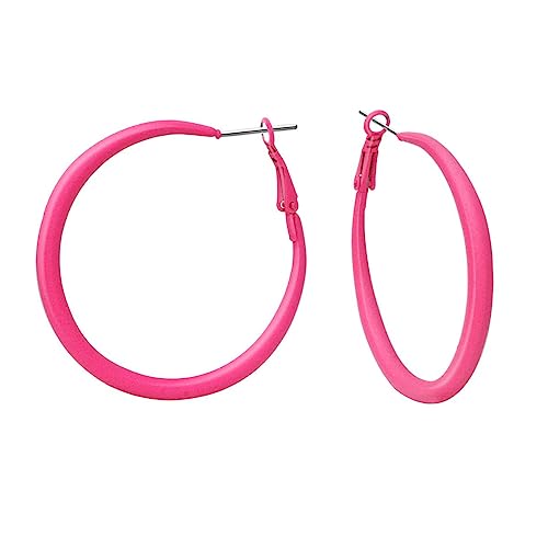 Soul-Cats 1 Paar schöne Creolen Ohrringe Ohrstecker Hoops 50 mm 80er Style Farbe pink