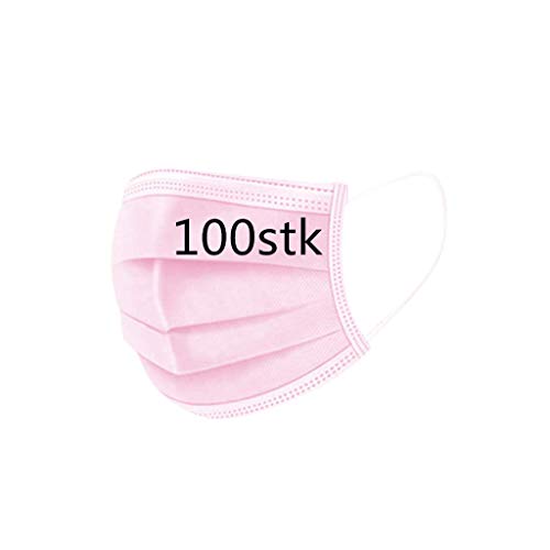 50 100 Stück Weiß Blau Rosa Schwarz Einmal-Mundschutz Staubs-chutz Atmungsaktive Mundbedeckung Erwachsene Bandana Face-Mouth Cover rosa 100 Stück