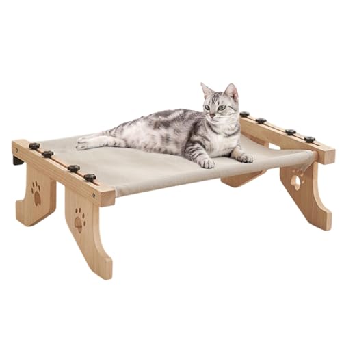 Katze Hängematte Bett 55 X 38 X 17 5 cm Atmungsaktiv Vollwaschbar Freistehendes Katzenschlafbett Katzenbett Erhöhtes Katzenbett Sofa Aus Holz Für Katzen Hunde Kaninchen Kätzchen Und Kleintiere