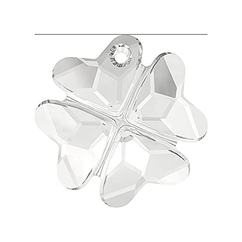 1 stk SWAROVSKI ELEMENTS Pendant clover 6764 leaf crystal stone with hole 19 mm Crystal Swarovski-Elemente Anhängerklee 6764 Blattkristallstein mit Loch Kristall