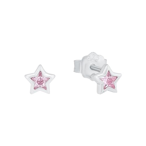 Prinzessin Lillifee Ohrstecker 925 Sterling Silber Mädchen Kinder Ohrschmuck mit Zirkonia synth. 0 5 cm Rosa Stern Kommt in Schmuck Geschenk Box 2024372