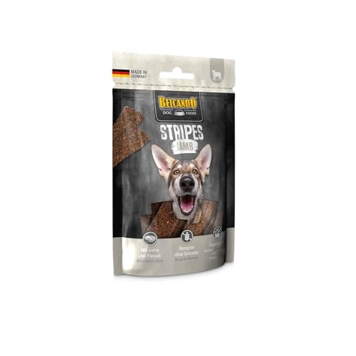 Belcando Stripes Lamb 70 g Snack für Hunde Mit Superfoods Bierhefe Krill und aromatische Kräuter Ohne Getreide Ohne Verwendung von Zucker Extra viel Fleisch