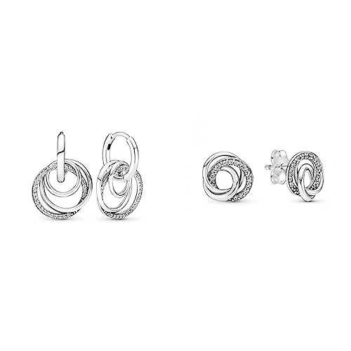 Pandora Familie Familie Für Immer Verschlungene Creolen aus Sterling-Silber Kompatibel mit Pandora Moments Armbänder Ohrstecker Always Together Silber mit Zirkonia 291076C01