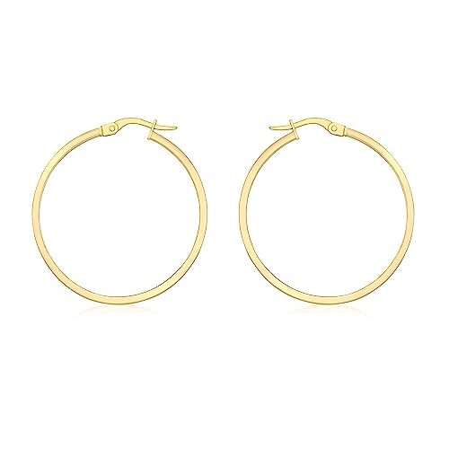 Carissima Gold Damen Earrings 18ct Yellow Gold 30mm Rectangular Tube Creolen 7.53.3719